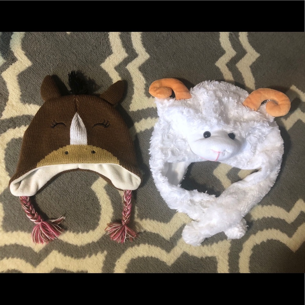Children’s Ram and Horse Beanies: NEVER WORN!